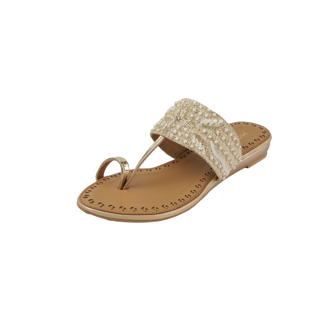 Mochi Women Gold Ethnic Slip Ons (SKU: 35-2114-15-36)