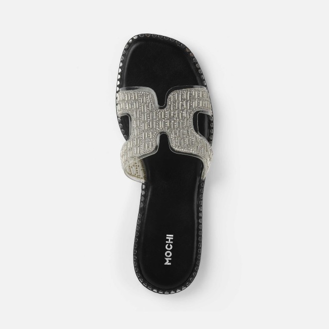 Mochi Women Silver Party Slippers (SKU: 35-2124-27-36)