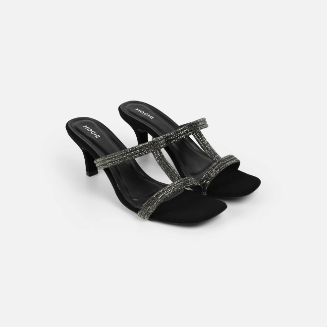 Mochi Women Black Party Slip Ons (SKU: 35-2354-11-37)