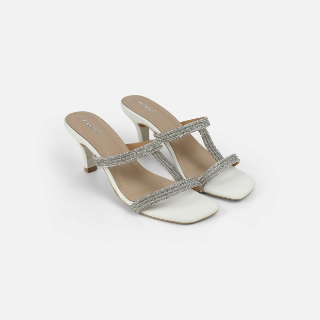 Mochi Women White Party Slip Ons (SKU: 35-2354-16-37)