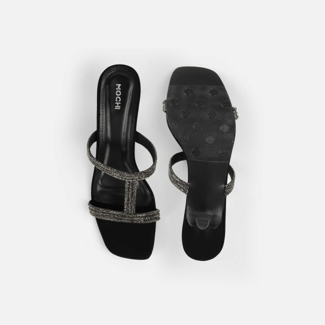 Mochi Women Black Party Slip Ons (SKU: 35-2354-11-37)