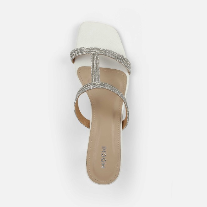 Mochi Women White Party Slip Ons (SKU: 35-2354-16-37)