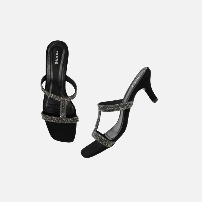 Mochi Women Black Party Slip Ons (SKU: 35-2354-11-37)