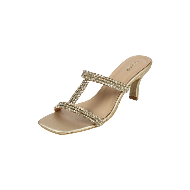 Mochi Women Gold Party Slip Ons (SKU: 35-2354L-15-42)