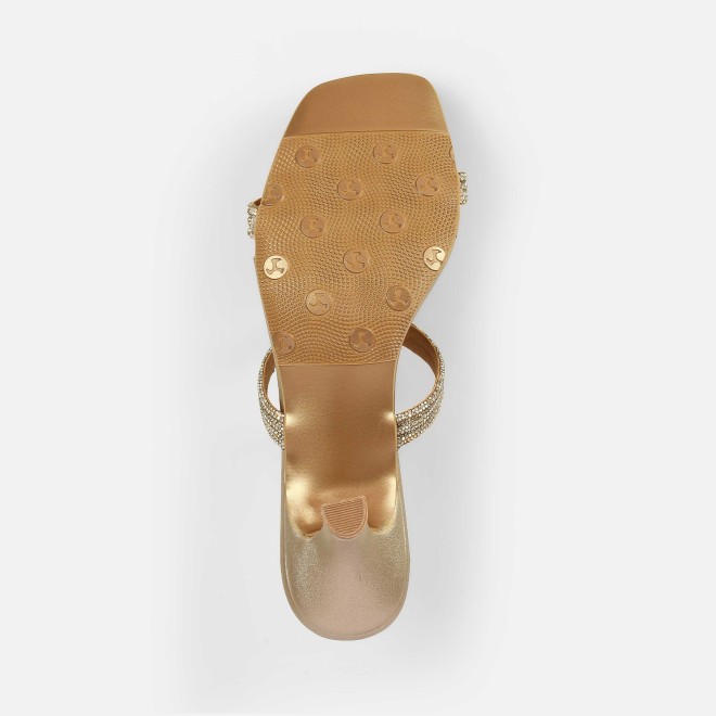 Mochi Women Gold Party Slip Ons (SKU: 35-2354L-15-42)