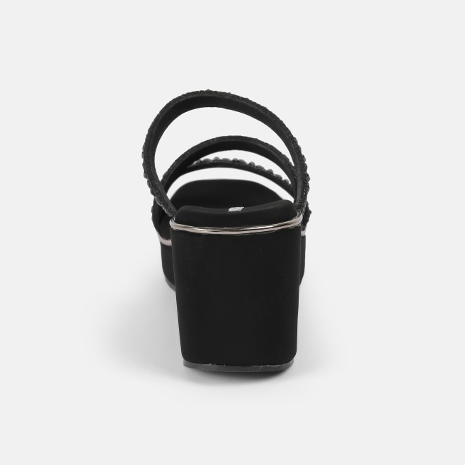 Mochi Women Black Party Slip Ons (SKU: 35-2370-11-36)