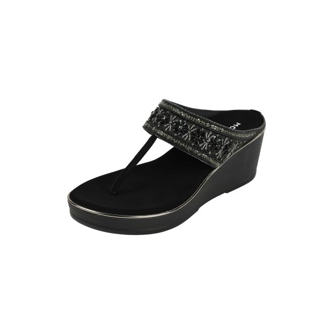 Mochi Women Black Ethnic Slip Ons (SKU: 35-2371-11-36)