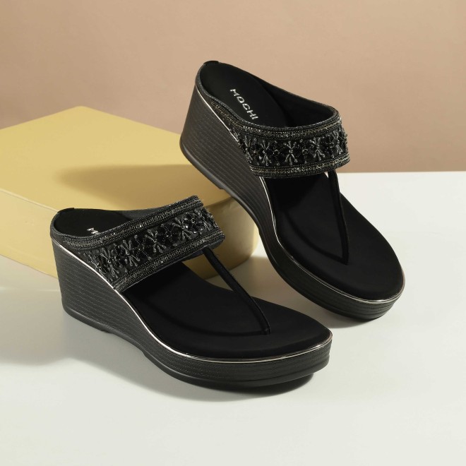 Women Black Ethnic Slip Ons
