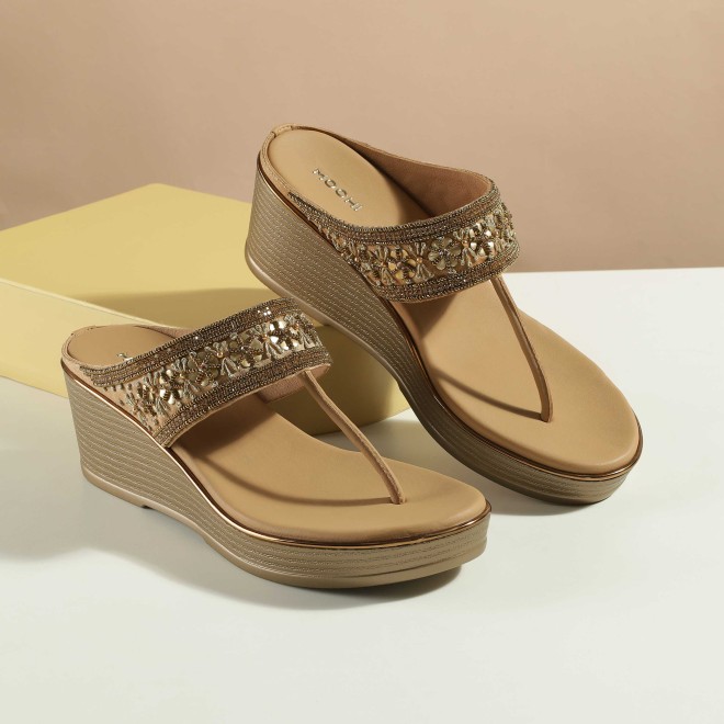 Women Antic-gold Ethnic Slip Ons