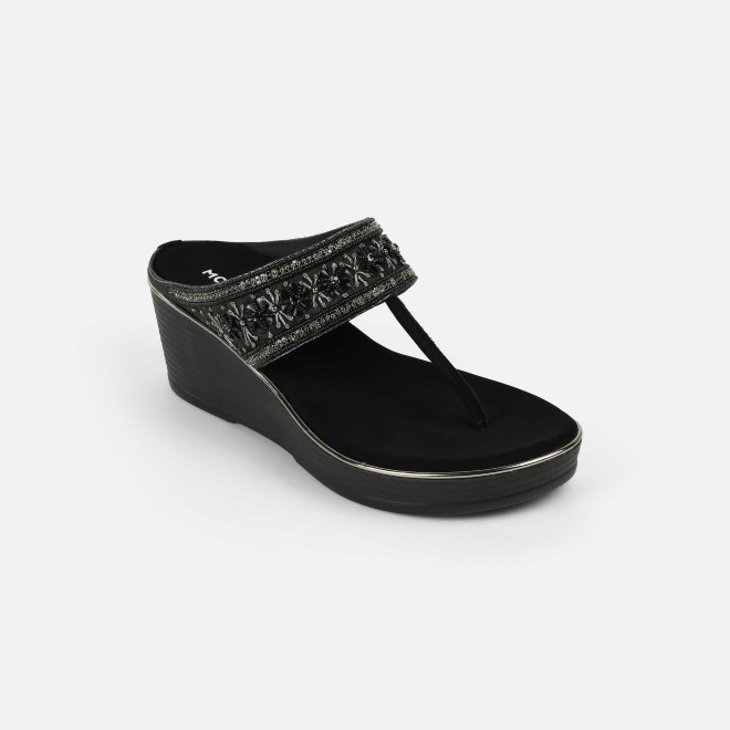 Mochi Women Black Ethnic Slip Ons (SKU: 35-2371-11-36)