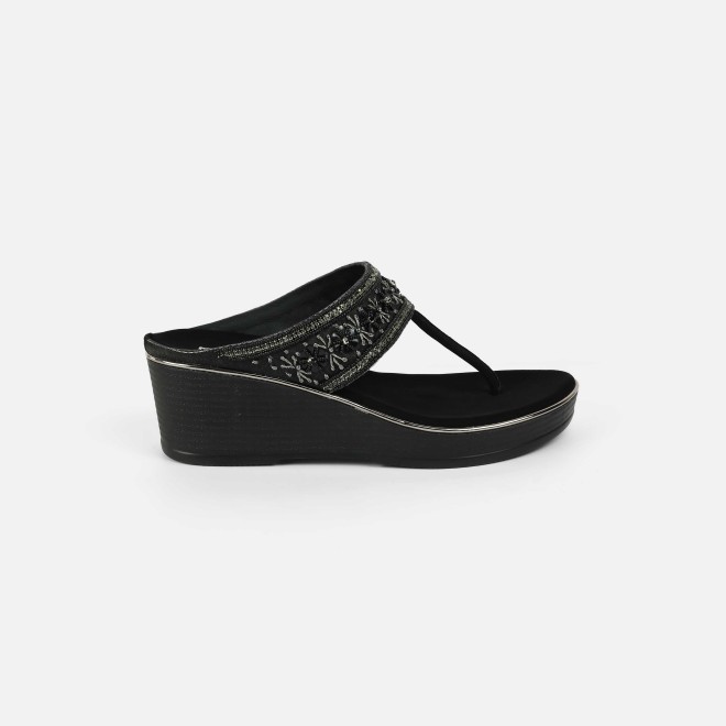 Mochi Women Black Ethnic Slip Ons (SKU: 35-2371-11-36)
