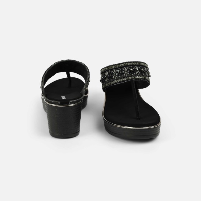 Mochi Women Black Ethnic Slip Ons (SKU: 35-2371-11-36)