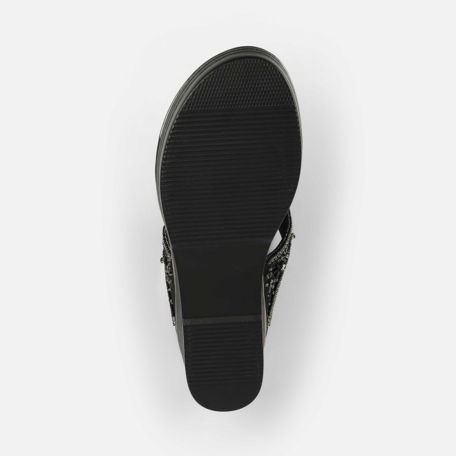 Mochi Women Black Ethnic Slip Ons (SKU: 35-2371-11-36)