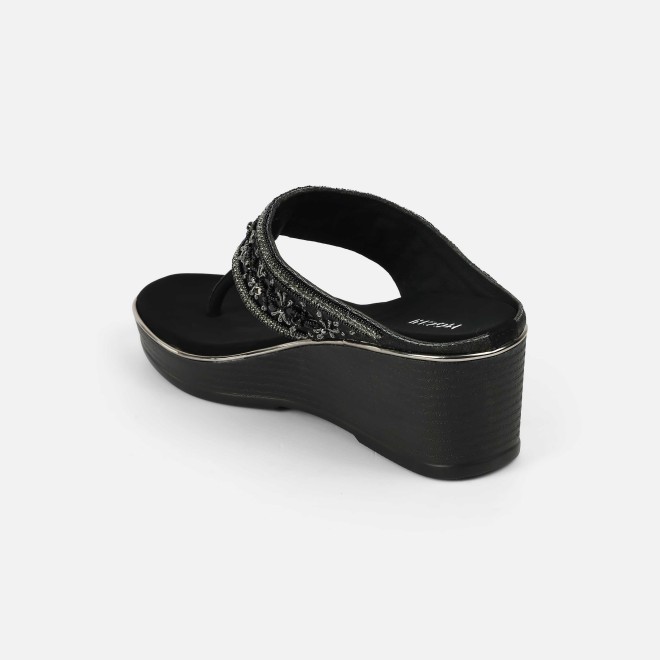 Mochi Women Black Ethnic Slip Ons (SKU: 35-2371-11-36)