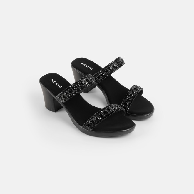 Mochi Women Black Ethnic Slip Ons (SKU: 35-2372-11-36)