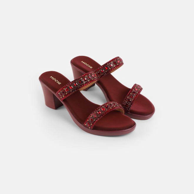 Mochi Women Maroon Ethnic Slip Ons (SKU: 35-2372-44-36)