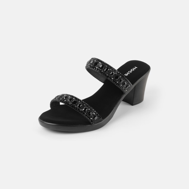 Mochi Women Black Ethnic Slip Ons (SKU: 35-2372-11-36)