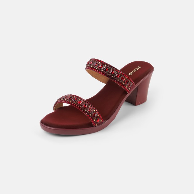 Mochi Women Maroon Ethnic Slip Ons (SKU: 35-2372-44-36)