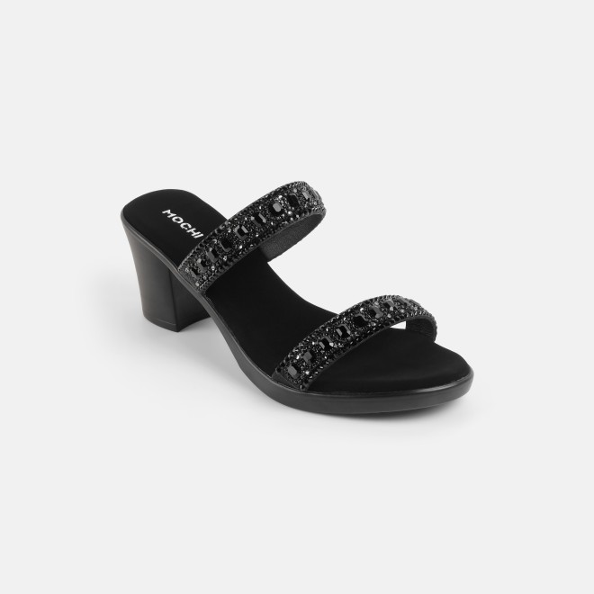 Mochi Women Black Ethnic Slip Ons (SKU: 35-2372-11-36)