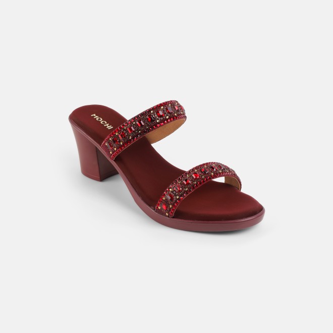 Mochi Women Maroon Ethnic Slip Ons (SKU: 35-2372-44-36)