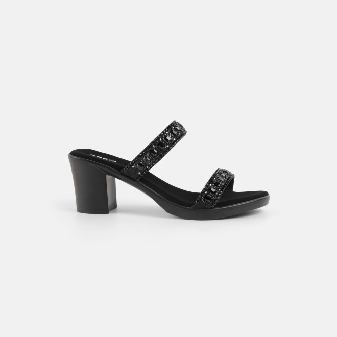 Mochi Women Black Ethnic Slip Ons (SKU: 35-2372-11-36)