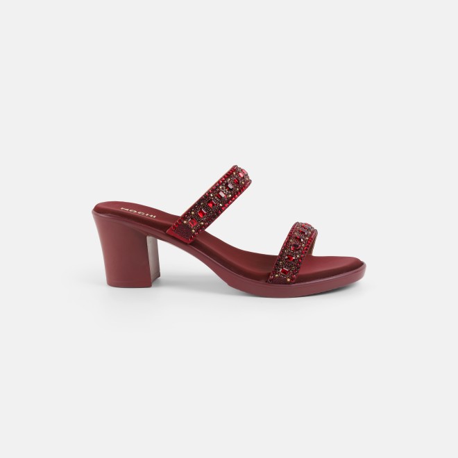 Mochi Women Maroon Ethnic Slip Ons (SKU: 35-2372-44-36)