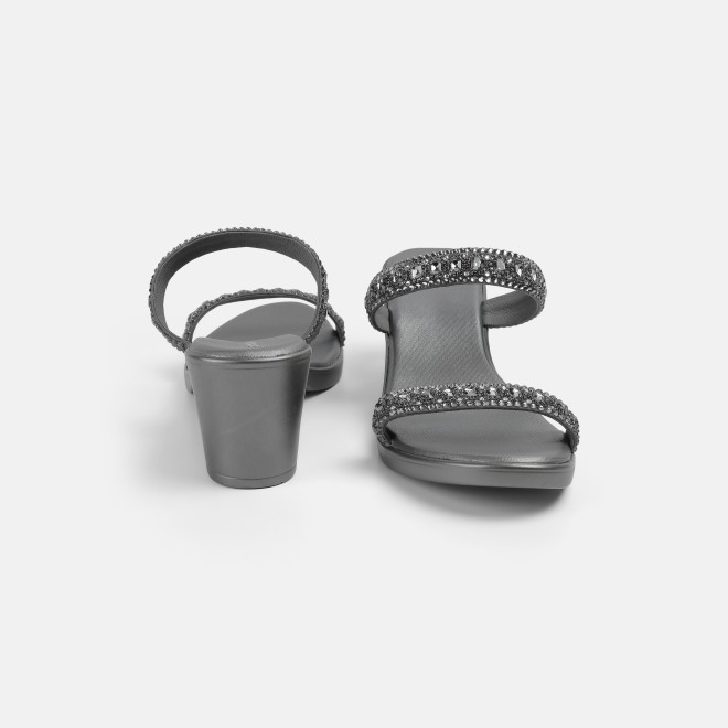 Mochi Women Gun-metal Ethnic Slip Ons (SKU: 35-2372-29-36)