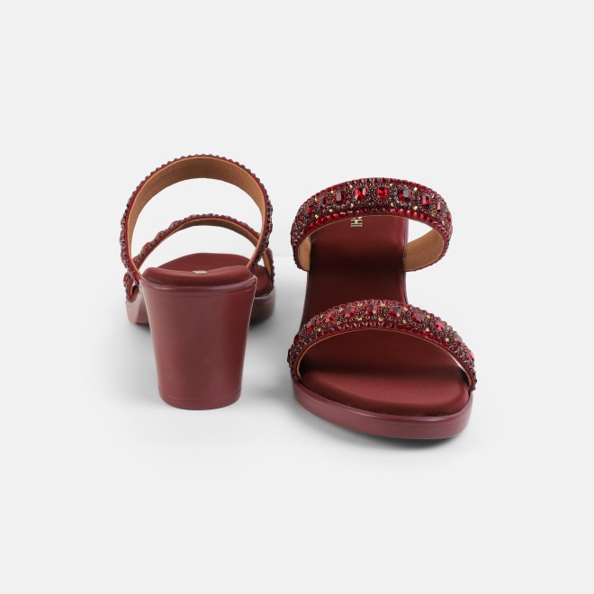 Mochi Women Maroon Ethnic Slip Ons (SKU: 35-2372-44-36)