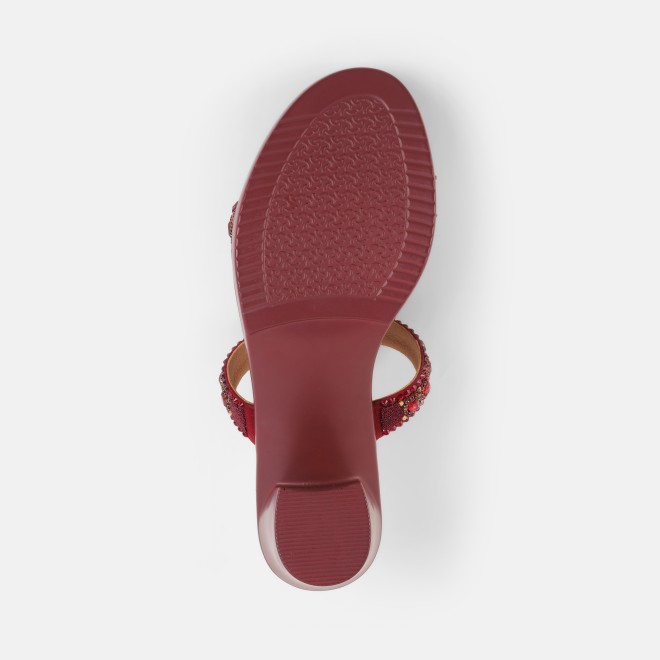 Mochi Women Maroon Ethnic Slip Ons (SKU: 35-2372-44-36)