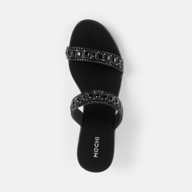 Mochi Women Black Ethnic Slip Ons (SKU: 35-2372-11-36)