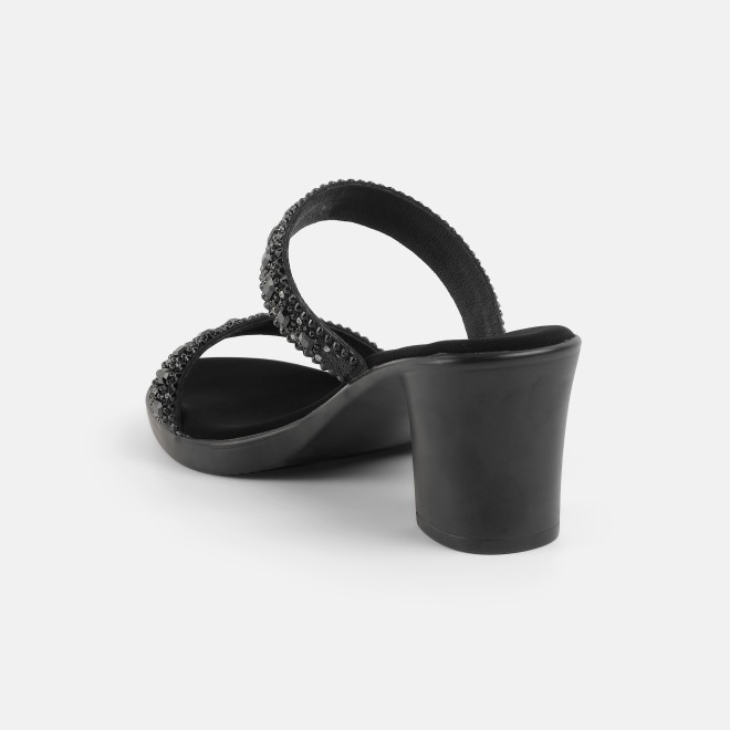 Mochi Women Black Ethnic Slip Ons (SKU: 35-2372-11-36)