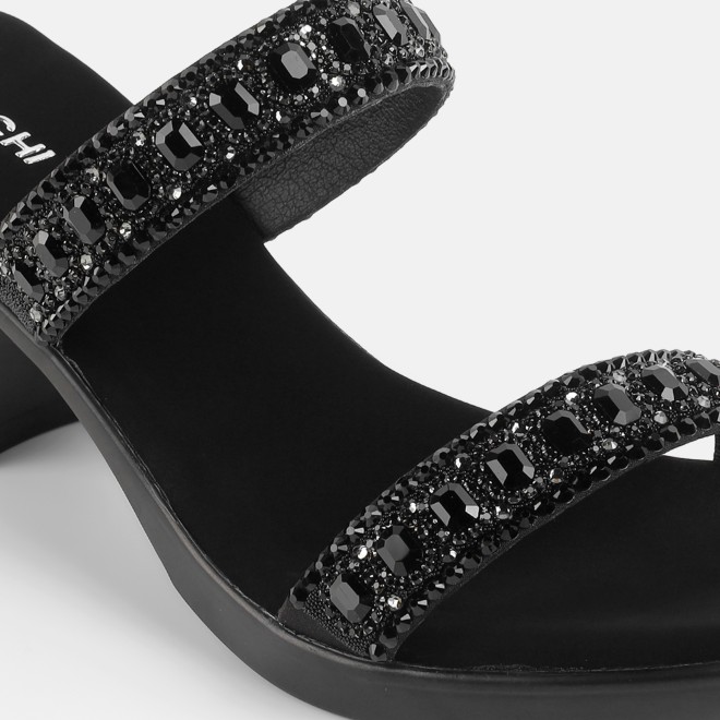 Mochi Women Black Ethnic Slip Ons (SKU: 35-2372-11-36)