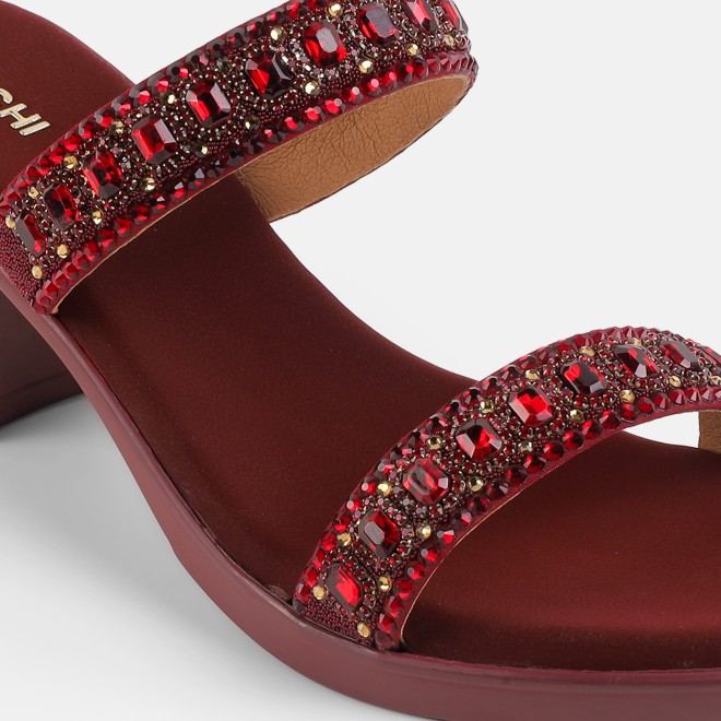 Mochi Women Maroon Ethnic Slip Ons (SKU: 35-2372-44-36)