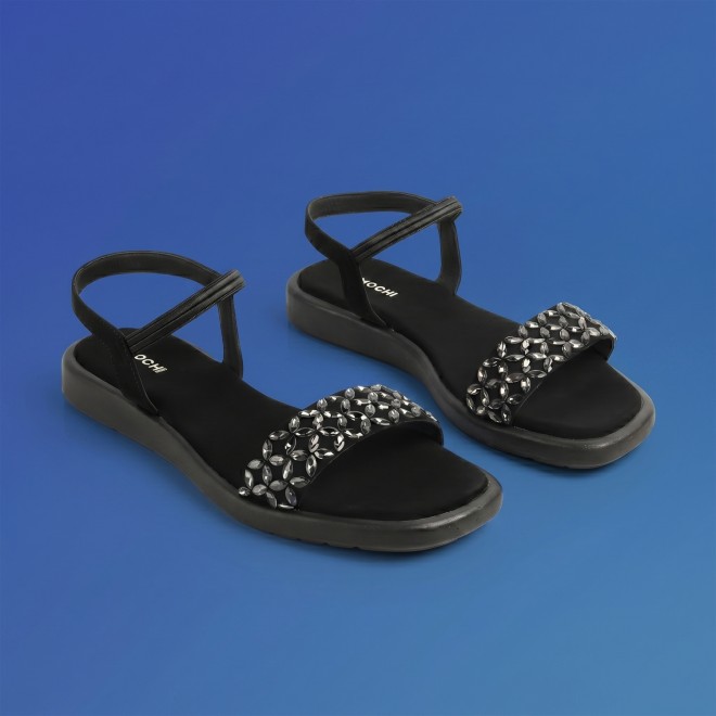 Mochi Women Black Casual Sandals