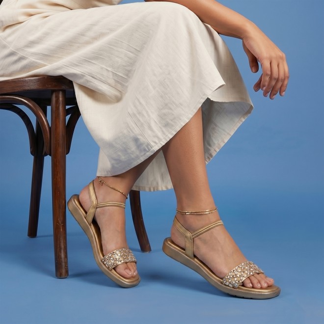 Mochi Women Antic-gold Casual Sandals (SKU: 35-2373-28-36)
