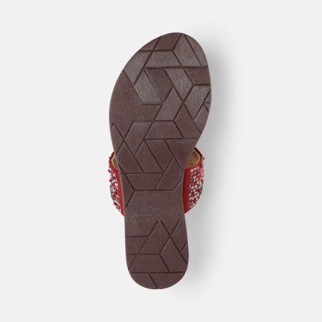 Mochi Women Maroon Ethnic Slip Ons (SKU: 35-2374-44-37)
