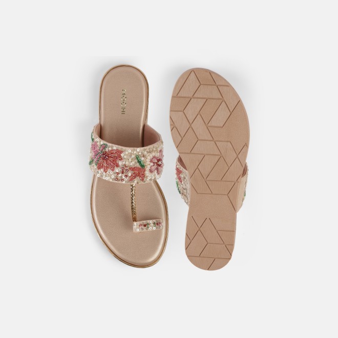 Mochi Women Peach Ethnic Slip Ons (SKU: 35-2374-80-36)