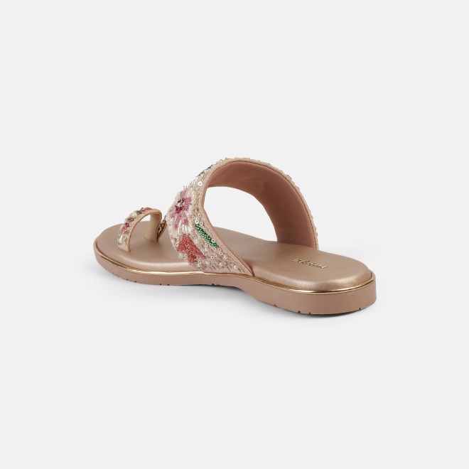 Mochi Women Peach Ethnic Slip Ons (SKU: 35-2374-80-36)