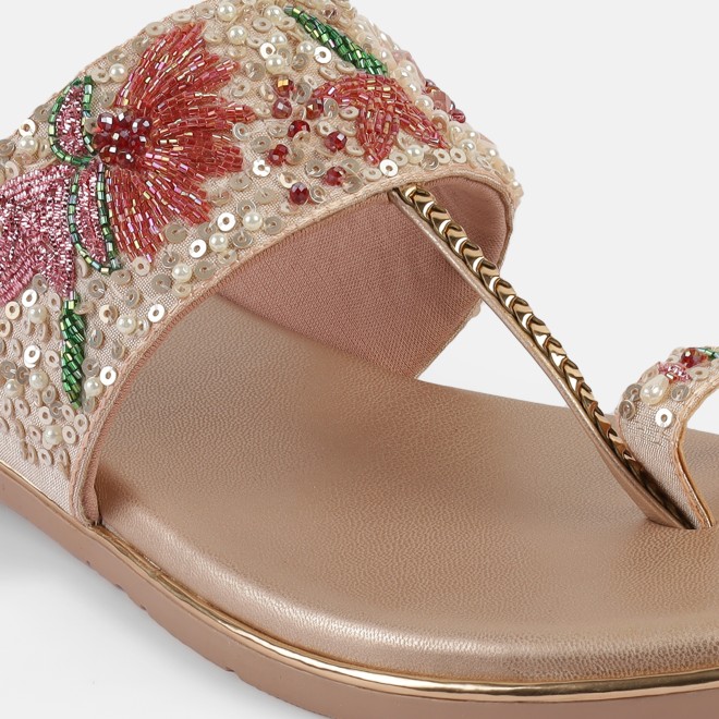 Mochi Women Peach Ethnic Slip Ons (SKU: 35-2374-80-36)
