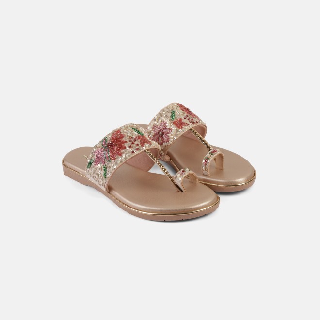 Mochi Women Peach Ethnic Slip Ons (SKU: 35-2374L-80-42)
