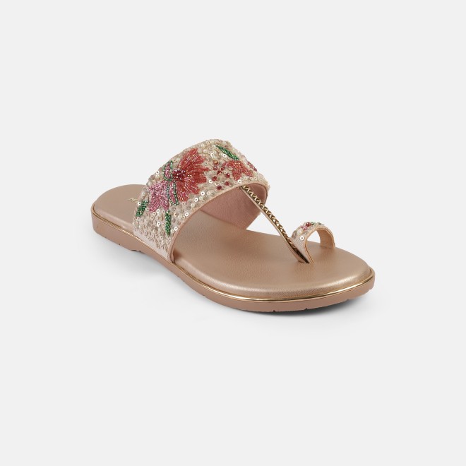 Mochi Women Peach Ethnic Slip Ons