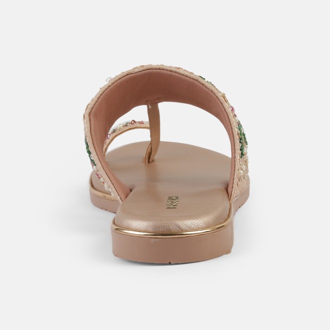 Mochi Women Peach Ethnic Slip Ons (SKU: 35-2374L-80-42)