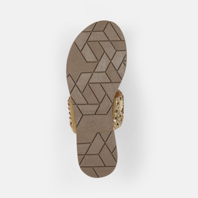 Mochi Women Antic-gold Ethnic Slip Ons (SKU: 35-2374L-28-42)