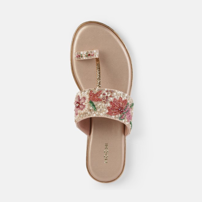 Mochi Women Peach Ethnic Slip Ons (SKU: 35-2374L-80-42)