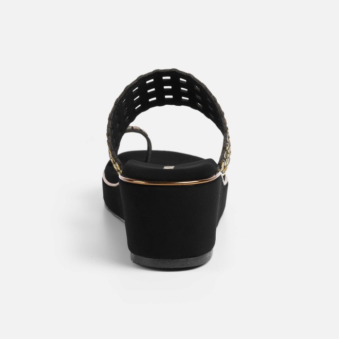 Mochi Women Black Ethnic Slip Ons (SKU: 35-2388-11-36)