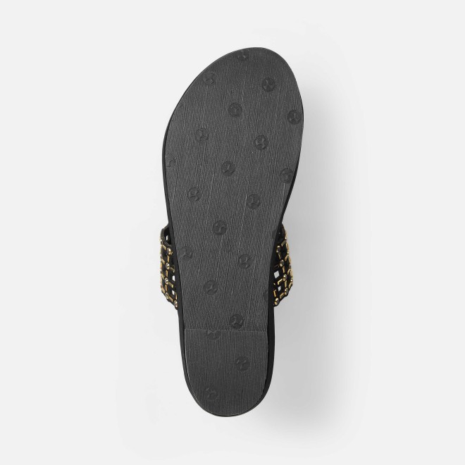 Mochi Women Black Ethnic Slip Ons (SKU: 35-2388-11-36)