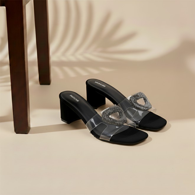 Mochi Women Black Casual Slip Ons
