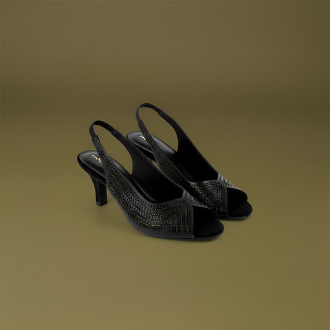 Mochi Women Black Party Sandals