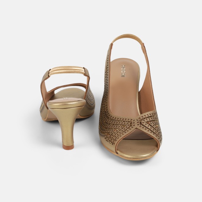 Mochi Women Antic-gold Party Sandals (SKU: 35-2426-28-36)