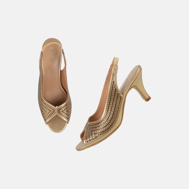 Mochi Women Antic-gold Party Sandals (SKU: 35-2426-28-36)